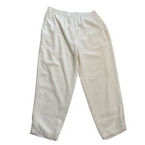 Bob Mackie Wearable Art Pull Cream Silk Stretch Waist Pants  Pockets u